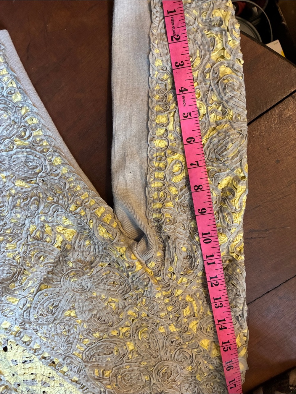 NIC+ZOE Yellow & Gray Lace-Overlay Open Cardigan Jacket size M - Picture 8 of 10